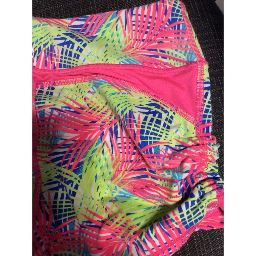 Victorias Secret Sport Small Print Shorts Neon Ruched Sides VSX
